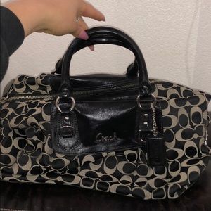 Coach purse gray and black monogram